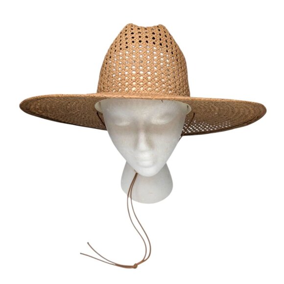 Lack of Color Vista Sun Hat Womens Brown Paper Straw Drawstring Wide Brim Size M - Picture 1 of 14